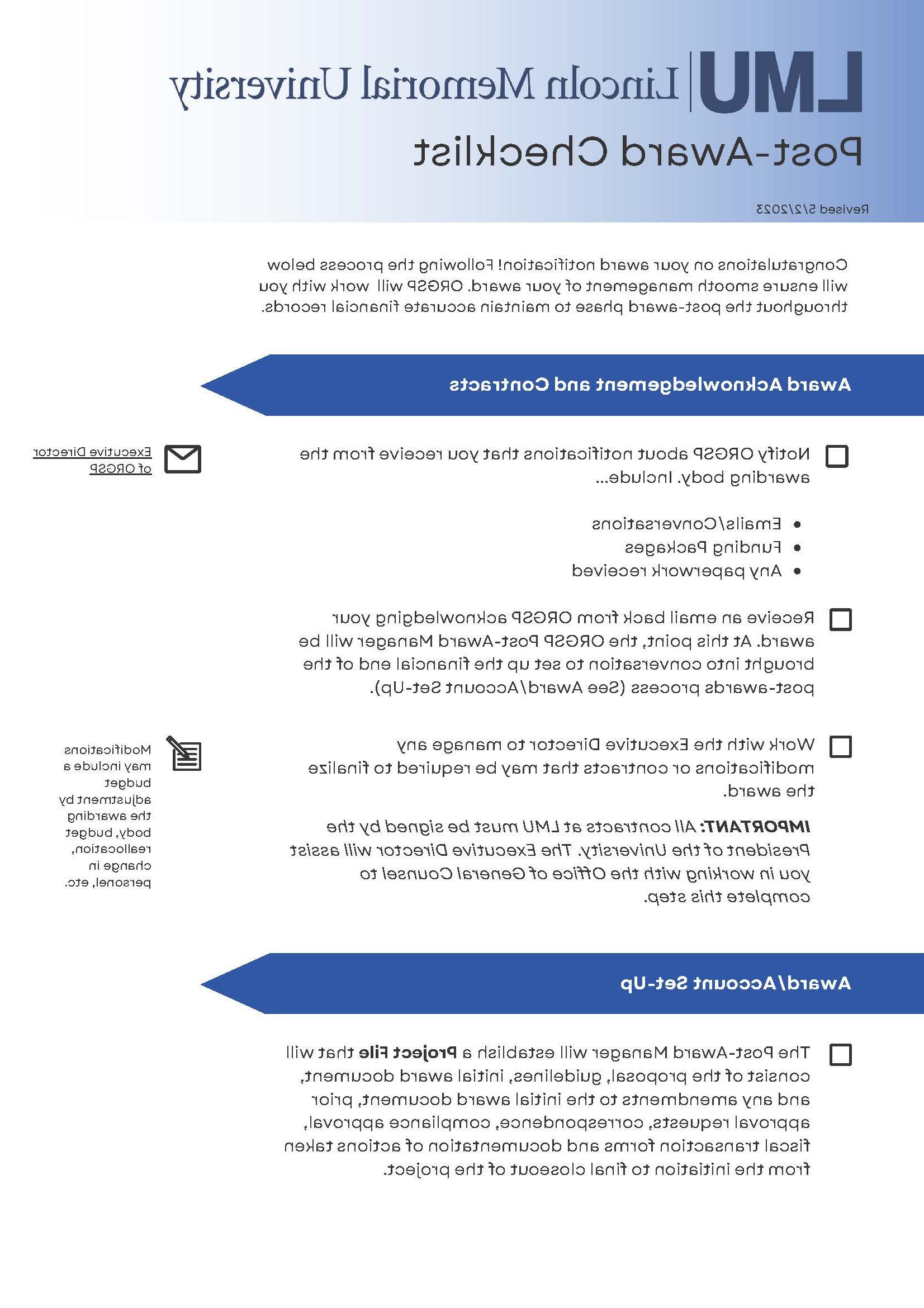 Post-Award Checklist